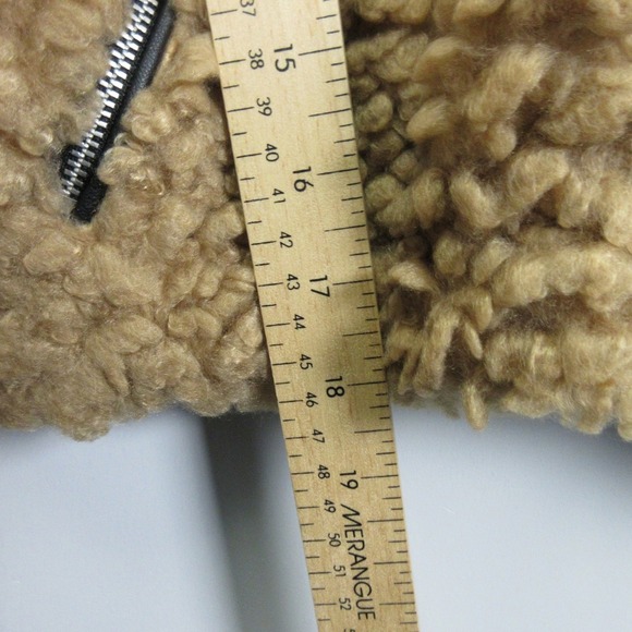 Abercrombie & Fitch Faux Fur Cropped Jacket Women S Brown Zip Up Cozy Preppy 674 - Picture 10 of 11